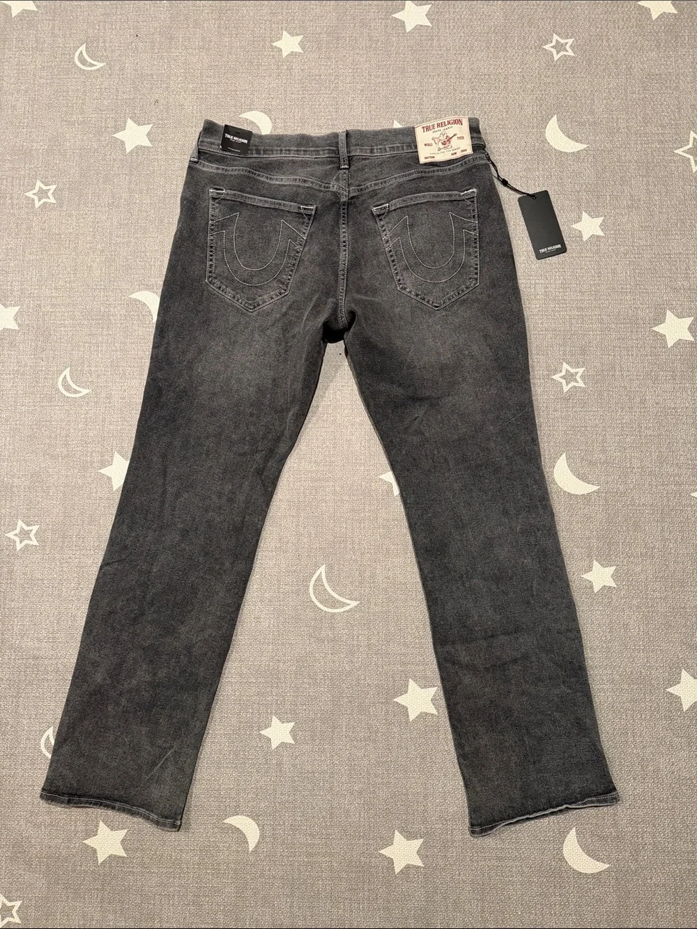 True Religion Men's Washed Charcoal Relaxed Straight Jeans NWT